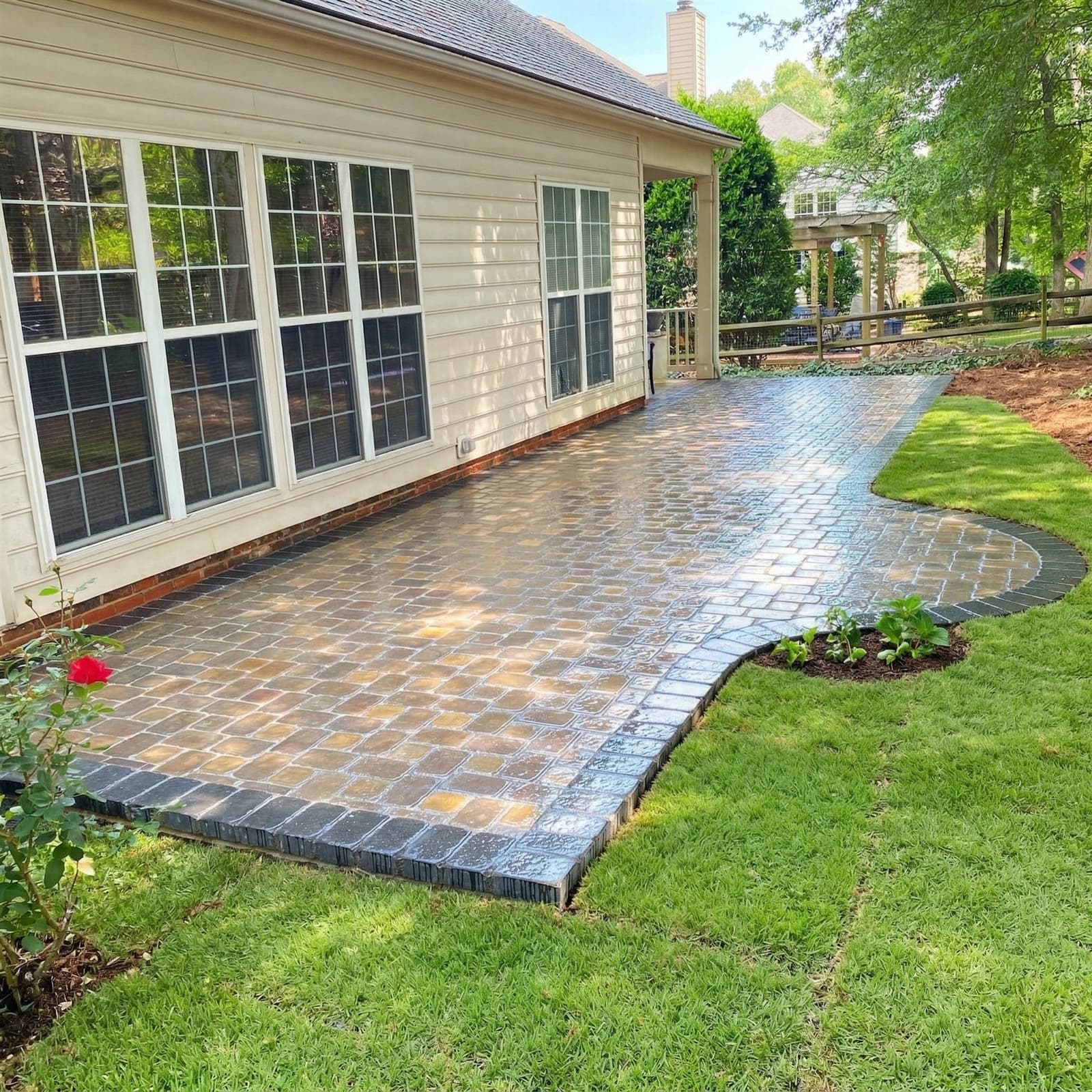 Paver patio in a Charlotte backyard